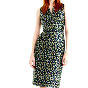 J.CREW NWT Size 6 Lemon Print Sleeveless Midi Sheath Dress Party Cocktail Career